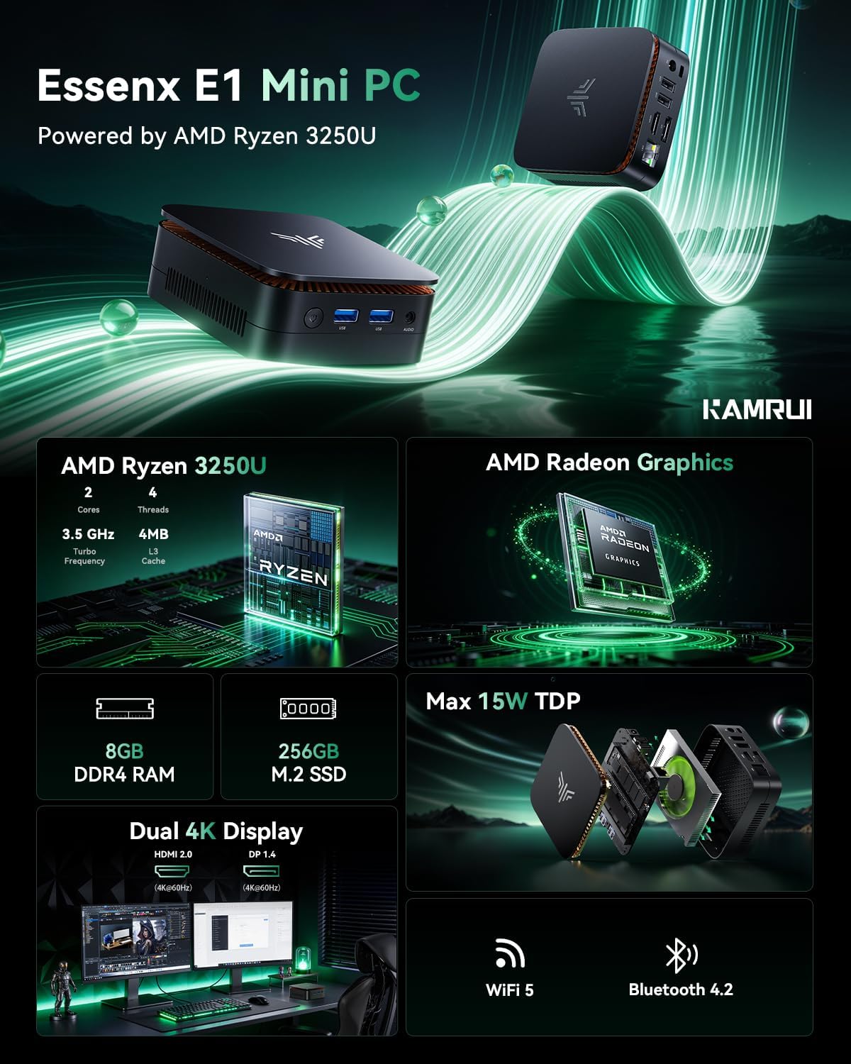 KAMRUI Mini PC AMD R3 3250U 8G - Pc Gaming Amd Ryzen 7 review and price