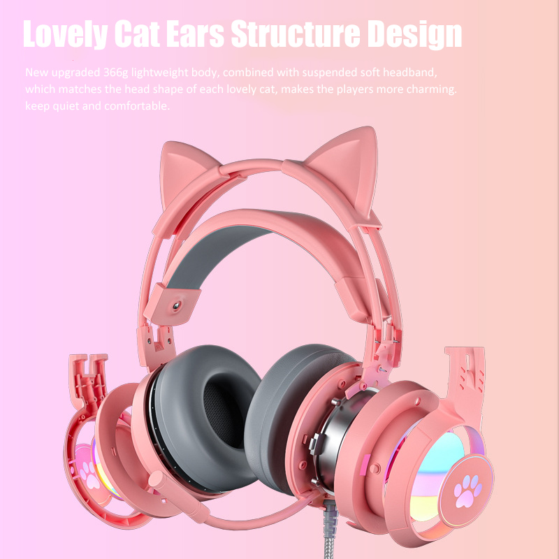 Cute Cat Ear Gaming Headphones - Pc Gaming Earbuds review and price